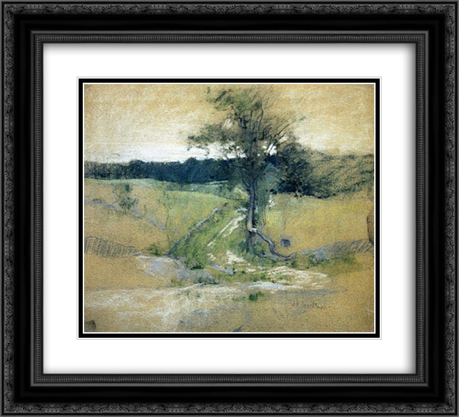 Tree by a Road 22x20 Black Ornate Wood Framed Art Print Poster with Double Matting by Twachtman, John Henry