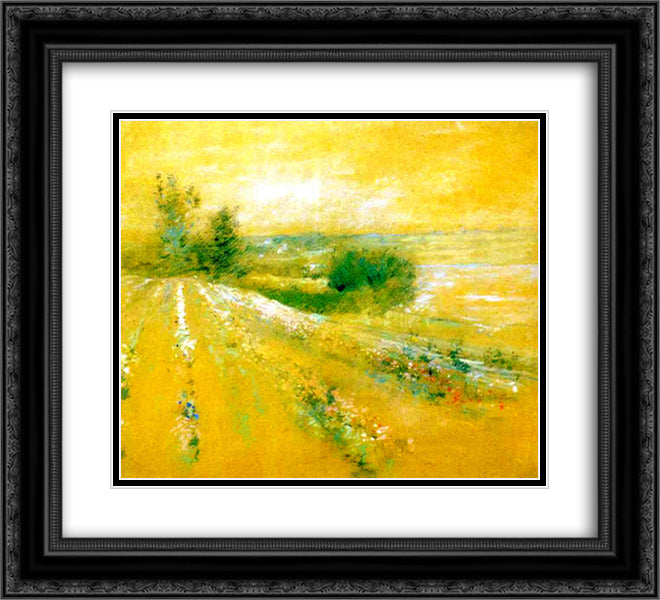 Trees in a Nursery 22x20 Black Ornate Wood Framed Art Print Poster with Double Matting by Twachtman, John Henry