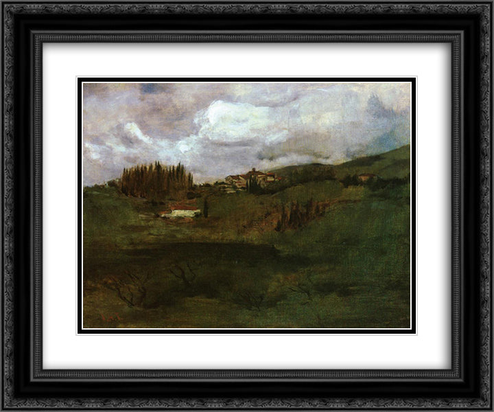 Tuscan Landscape 24x20 Black Ornate Wood Framed Art Print Poster with Double Matting by Twachtman, John Henry