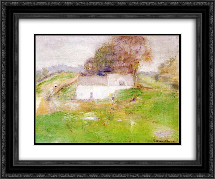 Twachtman's House 24x20 Black Ornate Wood Framed Art Print Poster with Double Matting by Twachtman, John Henry