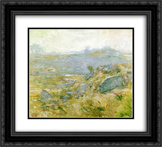 Upland Pastures 22x20 Black Ornate Wood Framed Art Print Poster with Double Matting by Twachtman, John Henry