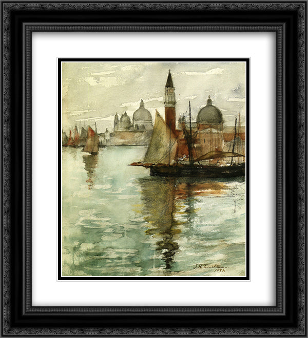 Venice 20x22 Black Ornate Wood Framed Art Print Poster with Double Matting by Twachtman, John Henry