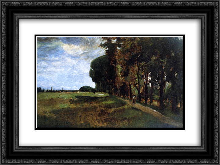 View near Polling 24x18 Black Ornate Wood Framed Art Print Poster with Double Matting by Twachtman, John Henry