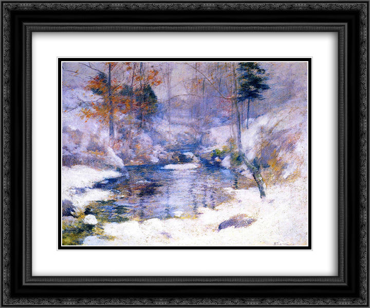 Winter Harmony 24x20 Black Ornate Wood Framed Art Print Poster with Double Matting by Twachtman, John Henry