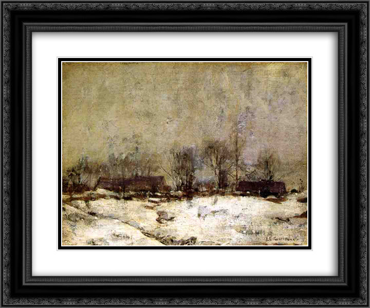 Winter Landscape, Cincinnati 24x20 Black Ornate Wood Framed Art Print Poster with Double Matting by Twachtman, John Henry