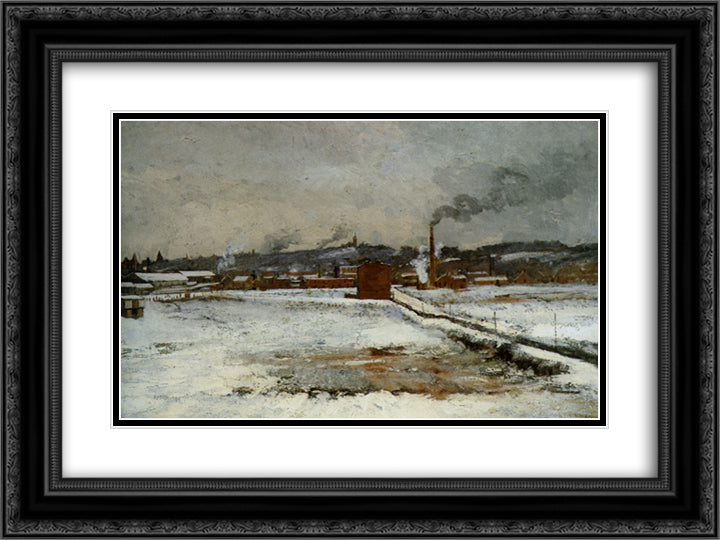 Winter Landscape 24x18 Black Ornate Wood Framed Art Print Poster with Double Matting by Twachtman, John Henry