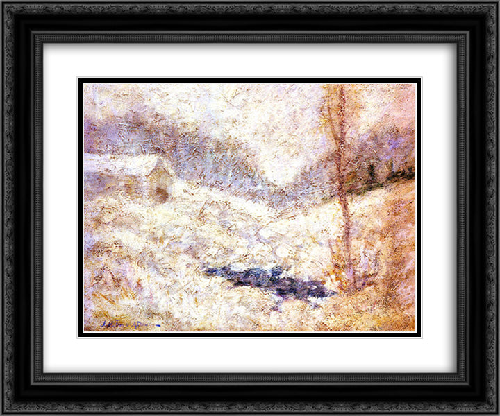 Winter Scene 24x20 Black Ornate Wood Framed Art Print Poster with Double Matting by Twachtman, John Henry