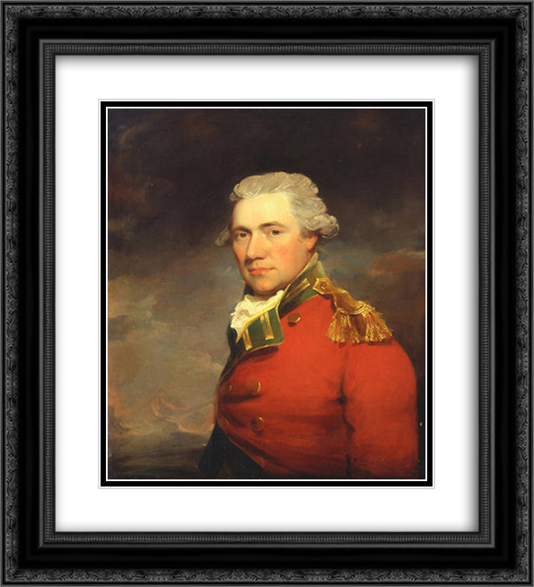 An Unknown British Officer 20x22 Black Ornate Wood Framed Art Print Poster with Double Matting by Hoppner, John