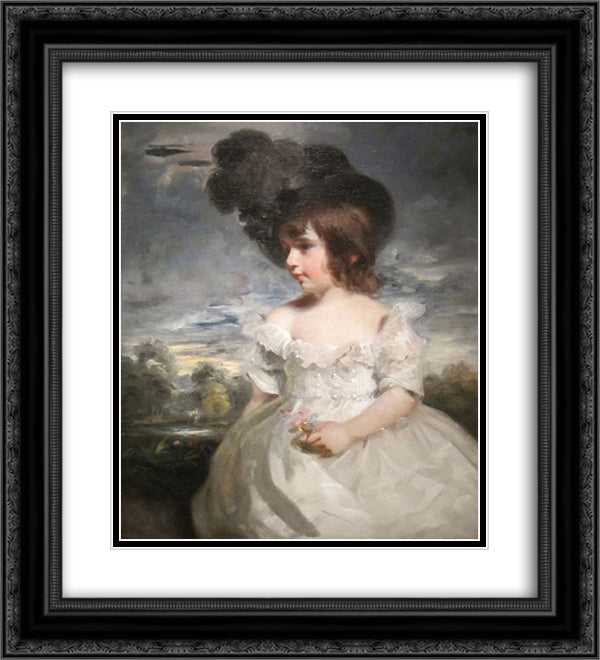 Master Meyrick (William Henry Meyrick in ruffled infant's dress) 1793 20x22 Black Ornate Wood Framed Art Print Poster with Double Matting by Hoppner, John