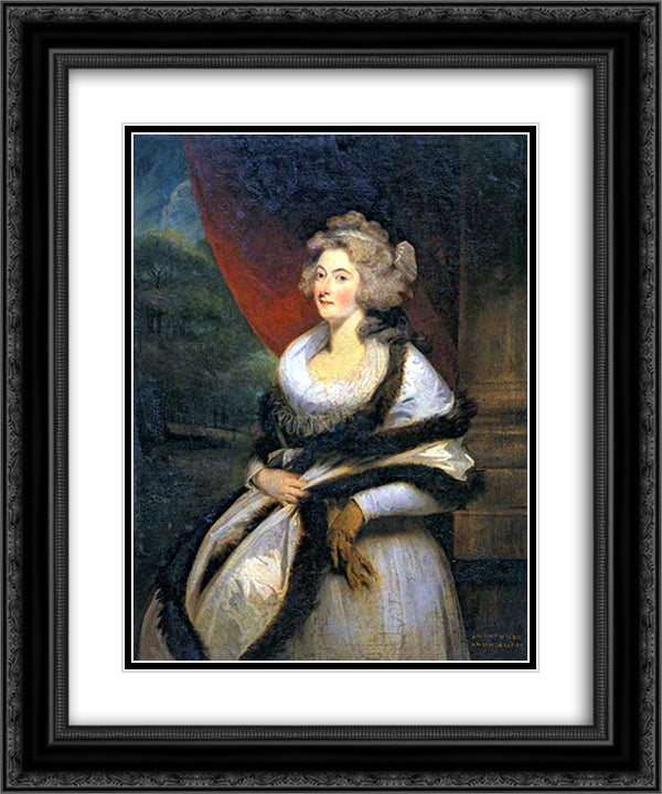 Mrs. Cholmondeley 20x24 Black Ornate Wood Framed Art Print Poster with Double Matting by Hoppner, John