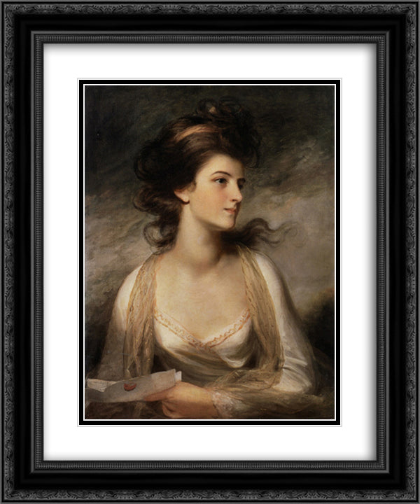 Portrait of a Lady as Evelina 20x24 Black Ornate Wood Framed Art Print Poster with Double Matting by Hoppner, John