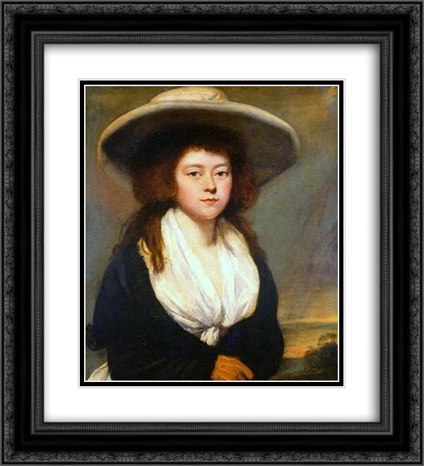 Portrait of a young lady 20x22 Black Ornate Wood Framed Art Print Poster with Double Matting by Hoppner, John