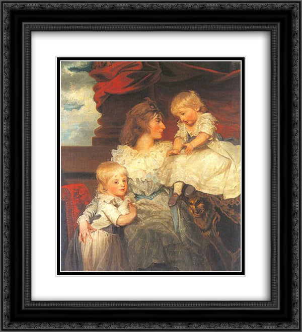Portrait of Harriet, Viscountess Duncannon with Her Sons 20x22 Black Ornate Wood Framed Art Print Poster with Double Matting by Hoppner, John