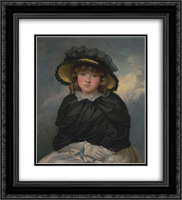 Portrait of Louisa Lane, Called 'Cecilia' 20x22 Black Ornate Wood Framed Art Print Poster with Double Matting by Hoppner, John