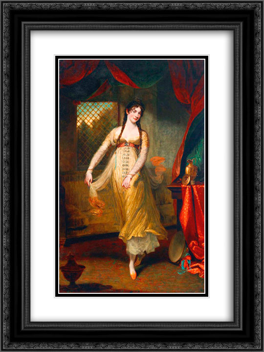 Portrait of Mademoiselle Hilligsberg 18x24 Black Ornate Wood Framed Art Print Poster with Double Matting by Hoppner, John