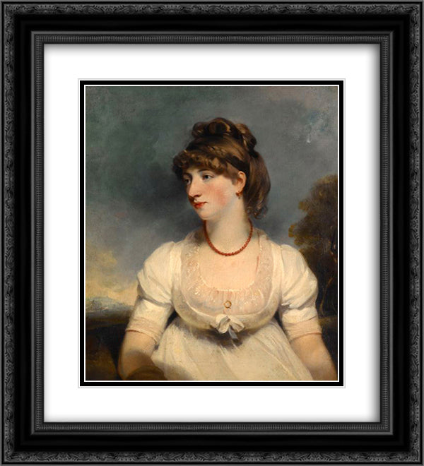 Portrait of Miss Fisher 20x22 Black Ornate Wood Framed Art Print Poster with Double Matting by Hoppner, John