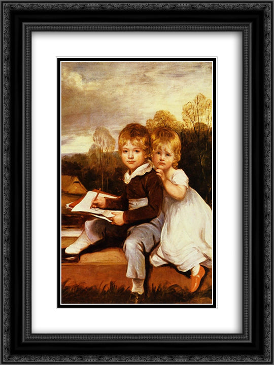 The Bowden Children 18x24 Black Ornate Wood Framed Art Print Poster with Double Matting by Hoppner, John
