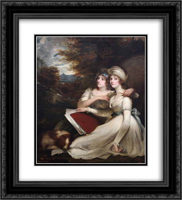 The Frankland Sisters 20x22 Black Ornate Wood Framed Art Print Poster with Double Matting by Hoppner, John