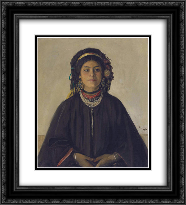 Aida, a Moorish Maid 20x22 Black Ornate Wood Framed Art Print Poster with Double Matting by Lavery, John