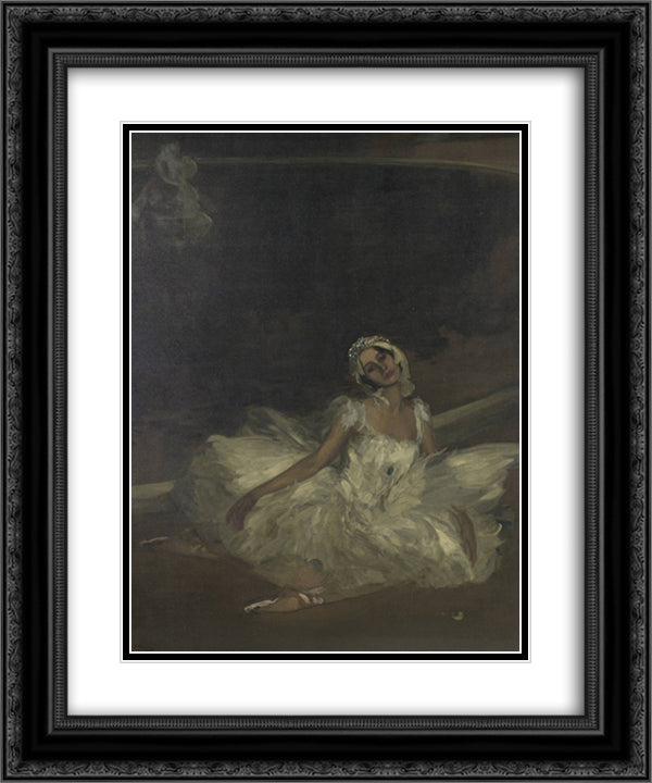 Le Mort du Cygne Anna Pavlova 20x24 Black Ornate Wood Framed Art Print Poster with Double Matting by Lavery, John