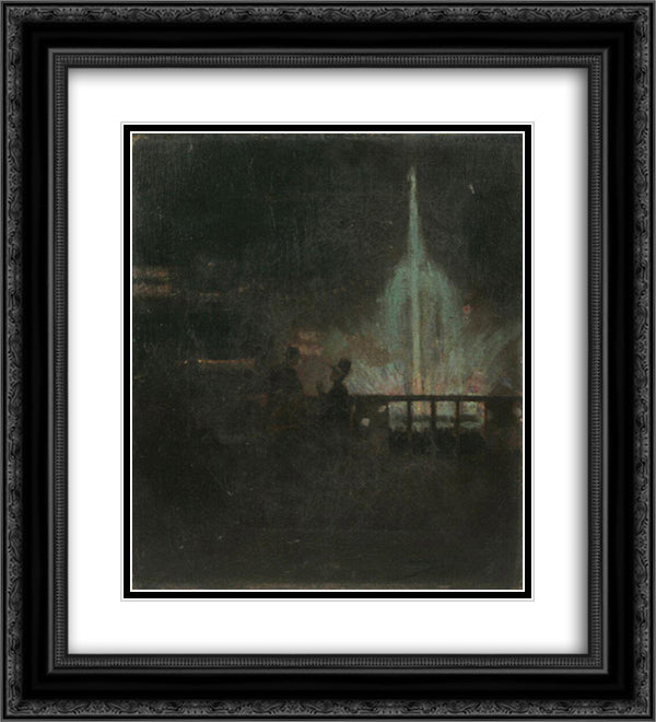 The Fairy Fountain, Glasgow International Exhibition 20x22 Black Ornate Wood Framed Art Print Poster with Double Matting by Lavery, John