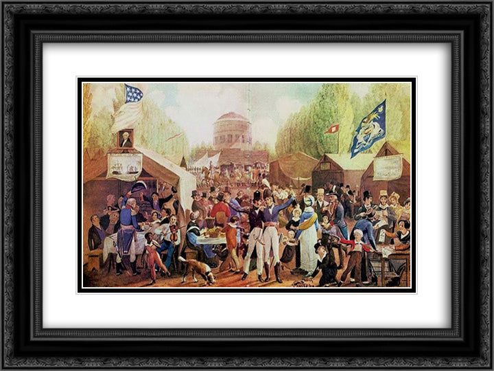 4th of July 1819 in Philadelphia 24x18 Black Ornate Wood Framed Art Print Poster with Double Matting by Krimmel, John Lewis