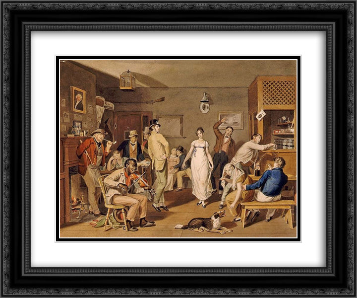 Barroom Dancing 24x20 Black Ornate Wood Framed Art Print Poster with Double Matting by Krimmel, John Lewis