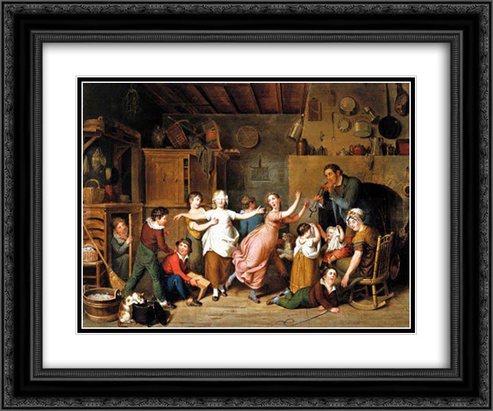 Blind Man's Bluff 24x20 Black Ornate Wood Framed Art Print Poster with Double Matting by Krimmel, John Lewis