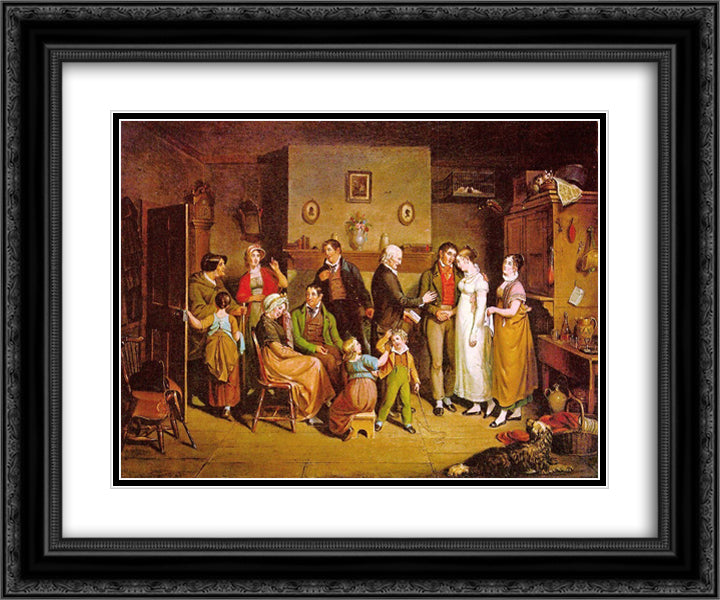 Country Wedding 24x20 Black Ornate Wood Framed Art Print Poster with Double Matting by Krimmel, John Lewis