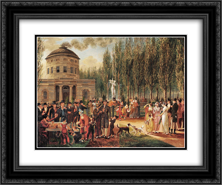Fourth of July in Centre Square Philadelphia 24x20 Black Ornate Wood Framed Art Print Poster with Double Matting by Krimmel, John Lewis