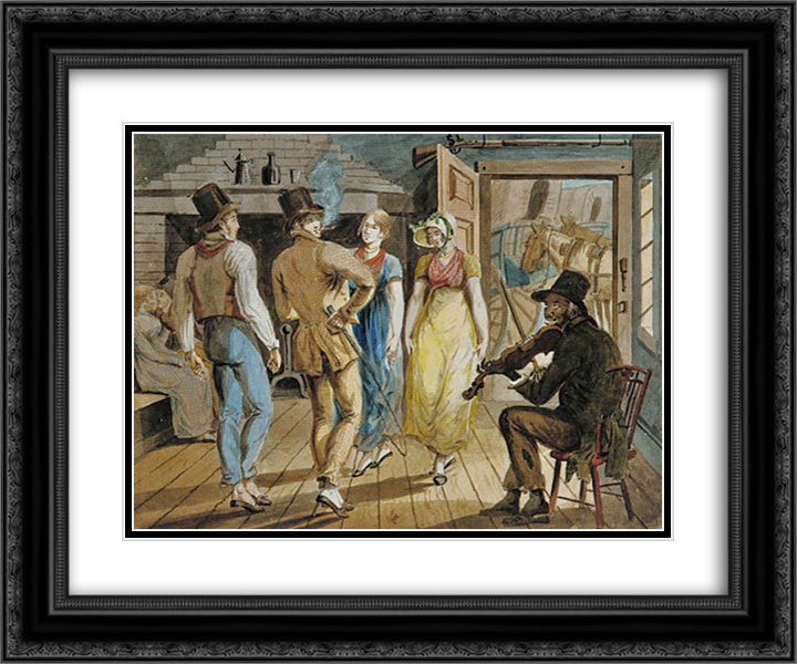 Merrymaking at a Wayside Inn 24x20 Black Ornate Wood Framed Art Print Poster with Double Matting by Krimmel, John Lewis