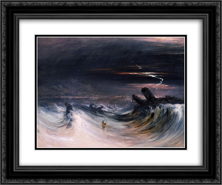 Destruction of Tyre 24x20 Black Ornate Wood Framed Art Print Poster with Double Matting by Martin, John