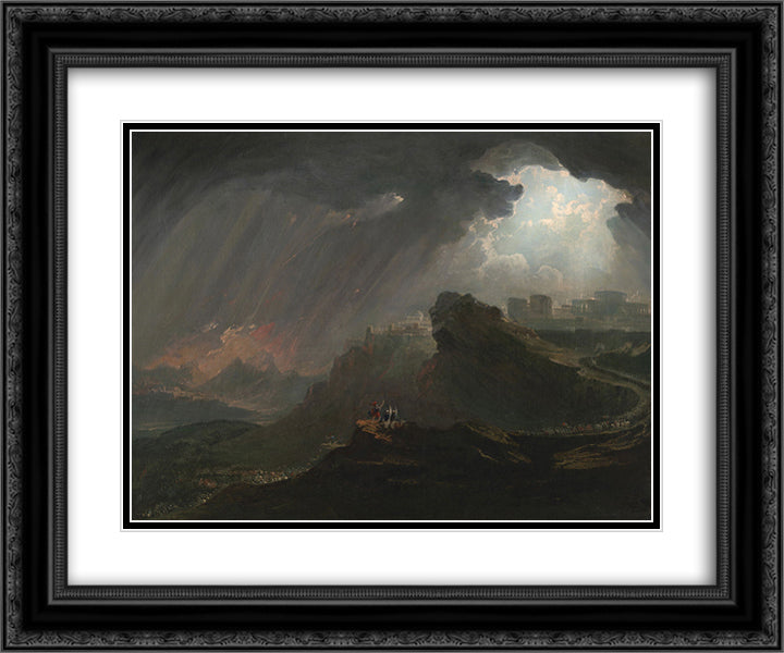 Joshua Commanding the Sun to Stand Still 24x20 Black Ornate Wood Framed Art Print Poster with Double Matting by Martin, John