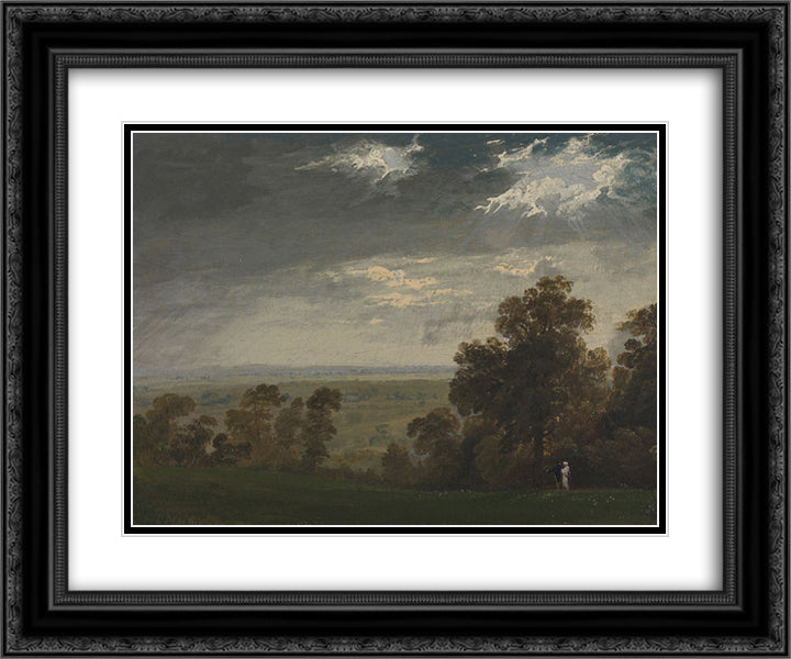 Landscape, Possibly the Isle of Wight or Richmond Hill 24x20 Black Ornate Wood Framed Art Print Poster with Double Matting by Martin, John