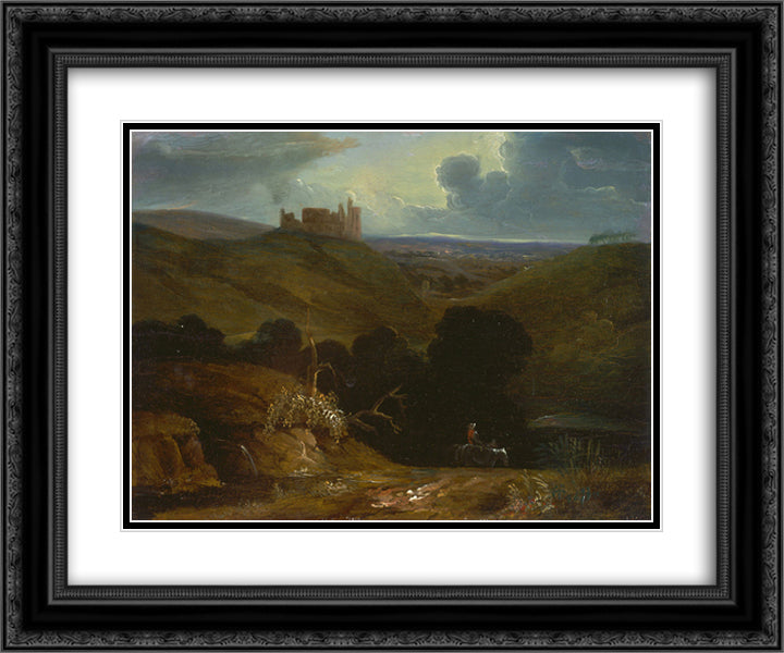 Landscape with a Castle 24x20 Black Ornate Wood Framed Art Print Poster with Double Matting by Martin, John