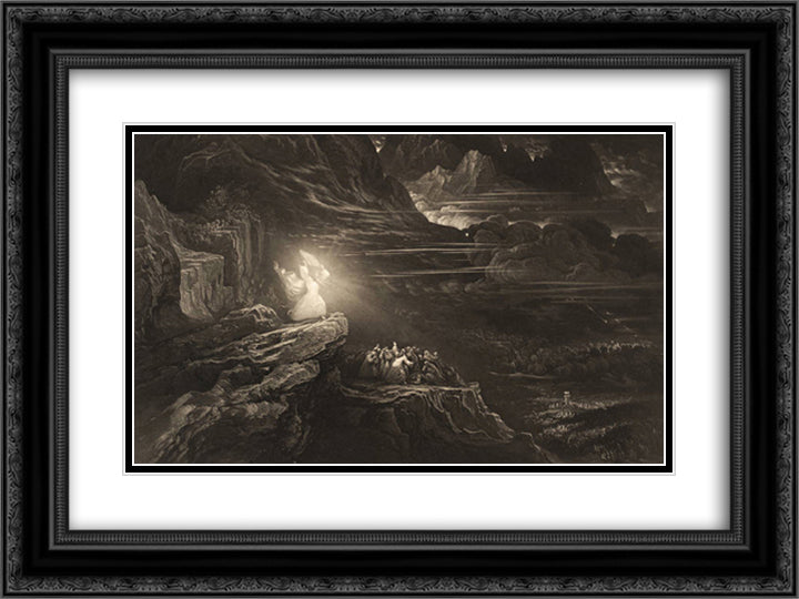 Moses Breaketh the Tables 24x18 Black Ornate Wood Framed Art Print Poster with Double Matting by Martin, John