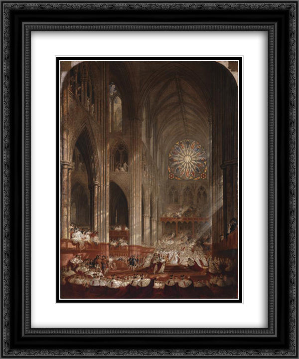The Coronation of Queen Victoria 20x24 Black Ornate Wood Framed Art Print Poster with Double Matting by Martin, John