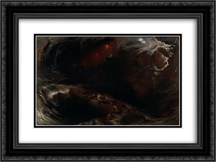 The Deluge 24x18 Black Ornate Wood Framed Art Print Poster with Double Matting by Martin, John
