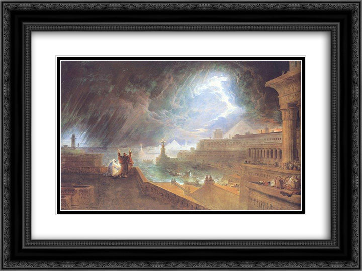 The Seventh Plague 24x18 Black Ornate Wood Framed Art Print Poster with Double Matting by Martin, John