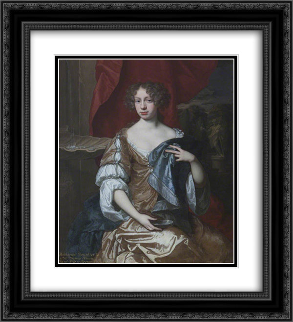 Catherine Vernon, Mrs George Vernon of Sudbury 20x22 Black Ornate Wood Framed Art Print Poster with Double Matting by Riley, John