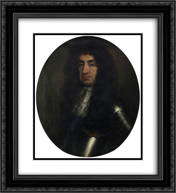 Charles II 20x22 Black Ornate Wood Framed Art Print Poster with Double Matting by Riley, John