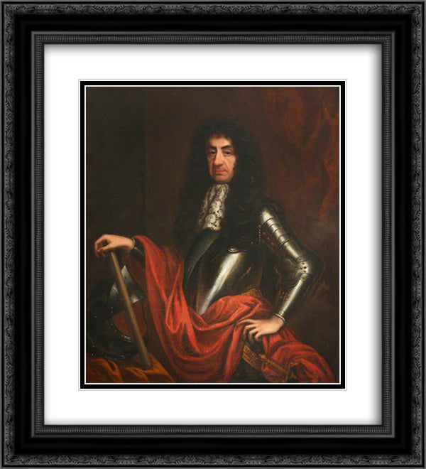Charles II 20x22 Black Ornate Wood Framed Art Print Poster with Double Matting by Riley, John