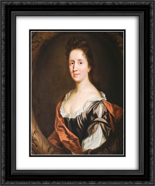 Portrait of an Unknown Lady 20x24 Black Ornate Wood Framed Art Print Poster with Double Matting by Riley, John