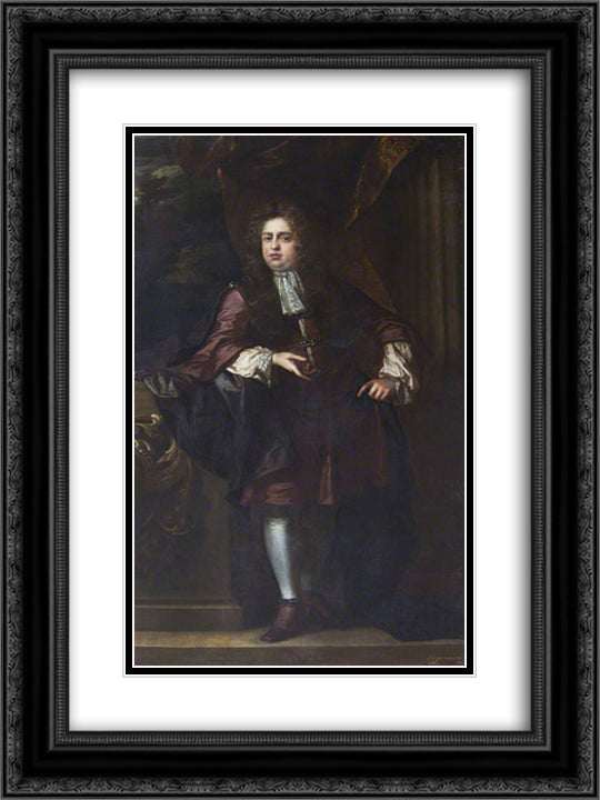 Sir John Brownlow 18x24 Black Ornate Wood Framed Art Print Poster with Double Matting by Riley, John