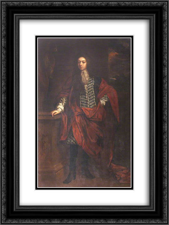 Sir John Sherard 18x24 Black Ornate Wood Framed Art Print Poster with Double Matting by Riley, John