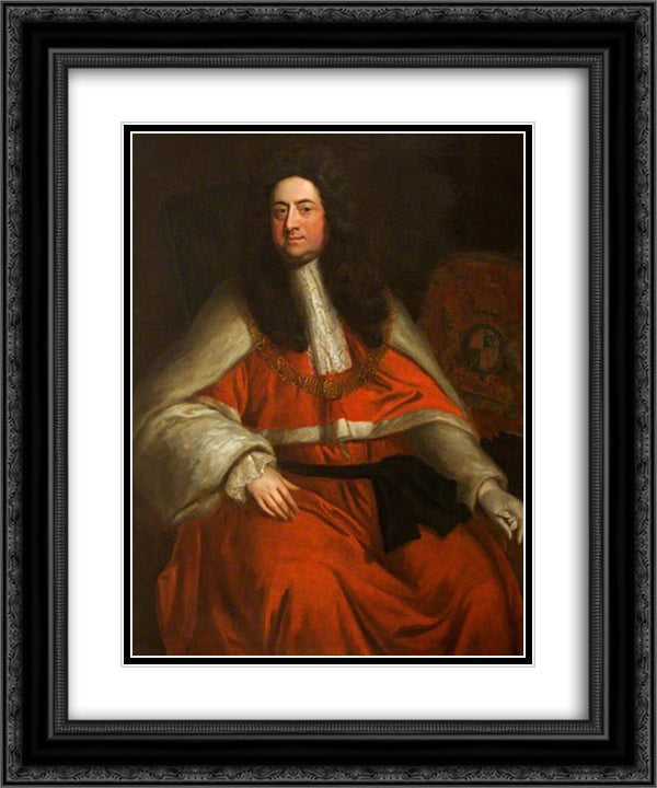 Sir Robert Eyre 20x24 Black Ornate Wood Framed Art Print Poster with Double Matting by Riley, John