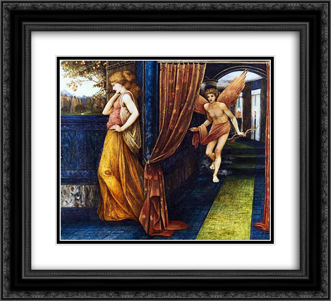 Cupid and Psyche 22x20 Black Ornate Wood Framed Art Print Poster with Double Matting by Spencer Stanhope, John Roddam