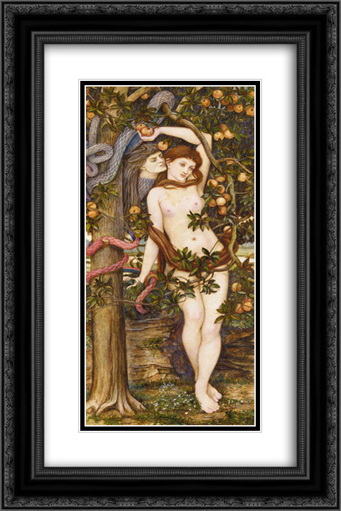The Temptation of Eve 16x24 Black Ornate Wood Framed Art Print Poster with Double Matting by Spencer Stanhope, John Roddam