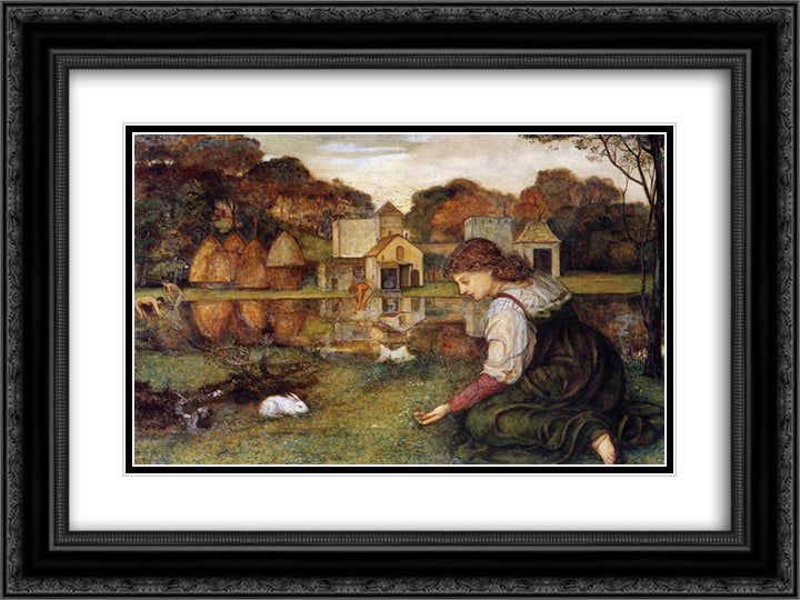The White Rabbit 24x18 Black Ornate Wood Framed Art Print Poster with Double Matting by Spencer Stanhope, John Roddam