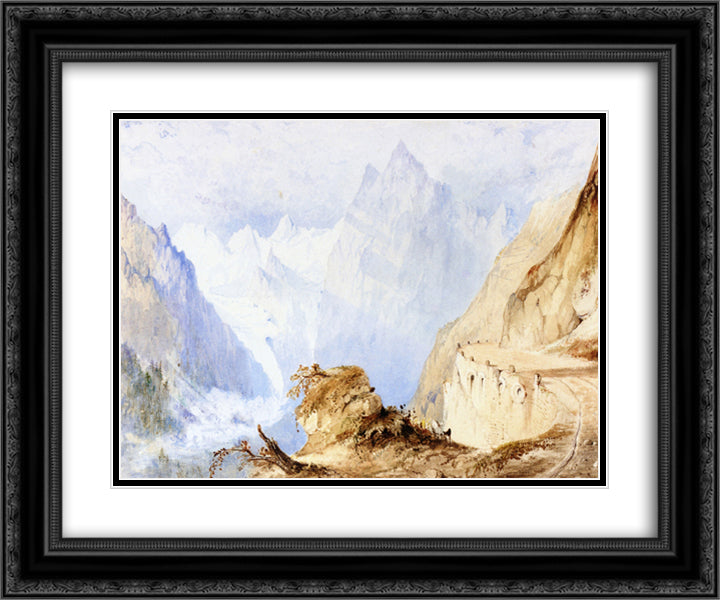 A View in the Alps 24x20 Black Ornate Wood Framed Art Print Poster with Double Matting by Ruskin, John